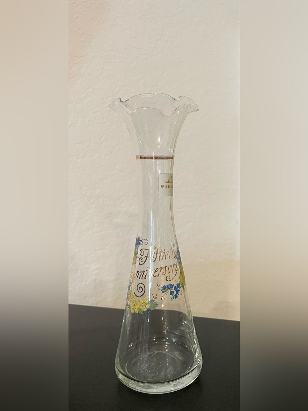 Vintage Viking Glass "Fiftieth Anniversary" Bud Vase